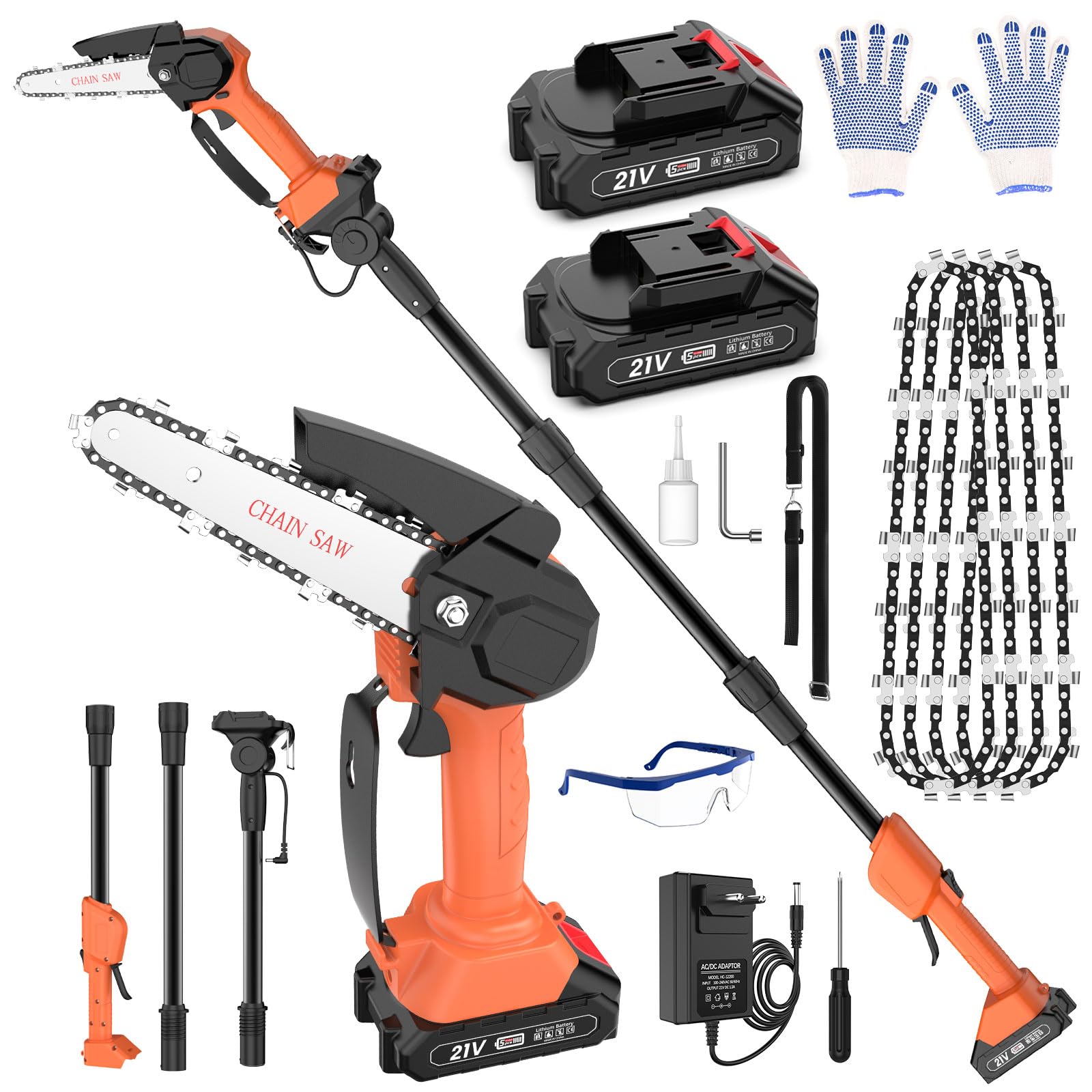 Electric Chainsaw, 12" Cordless Chain Saw 15m/s Chain Speed w 2 Rechargeable 5.0Ah Batteries, 2 Chains & Chain and Guide Bar Handheld Chainsaws for Cutting Wood, Garden Pruning Trees, Tree Trimming